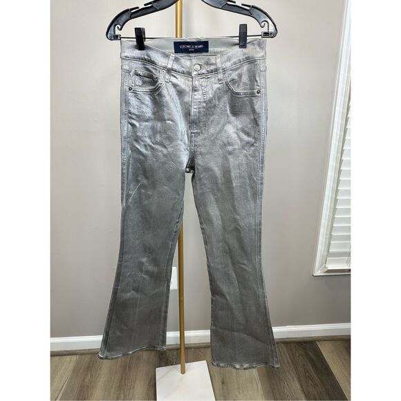 Veronica Beard Carson Metallic Ankle Flared Jeans Size 29 $348 - Picture 6 of 12